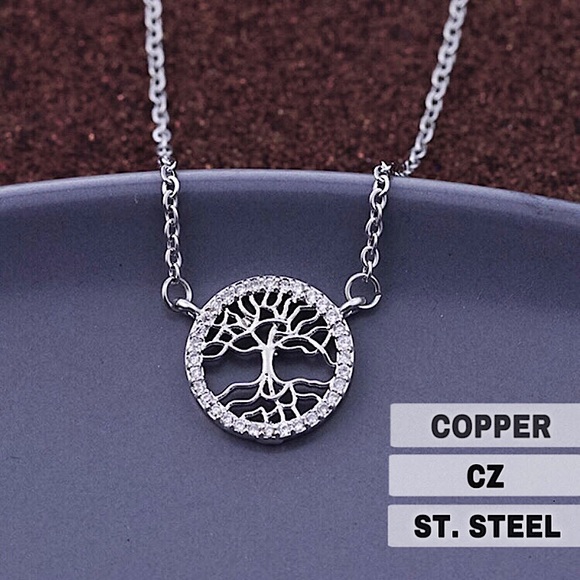 🔵𝟲𝟱%𝗢𝗙𝗙 𝗯𝘂𝗻𝗱𝗹𝗲𝘀 𝟯+🔵 NEW CZ Tree of Life Charm Classic Necklace - Picture 1 of 13